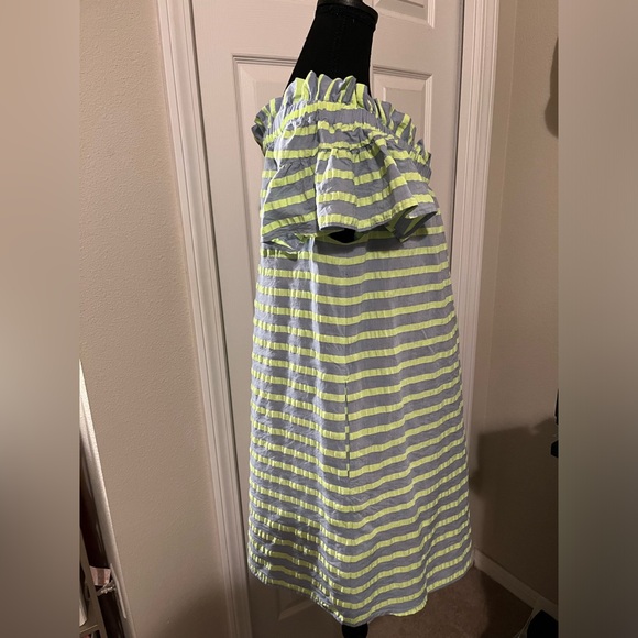 Anthropologie Corey Lynn Calter dress Sz small runs big green grey off shoulder - Picture 11 of 13